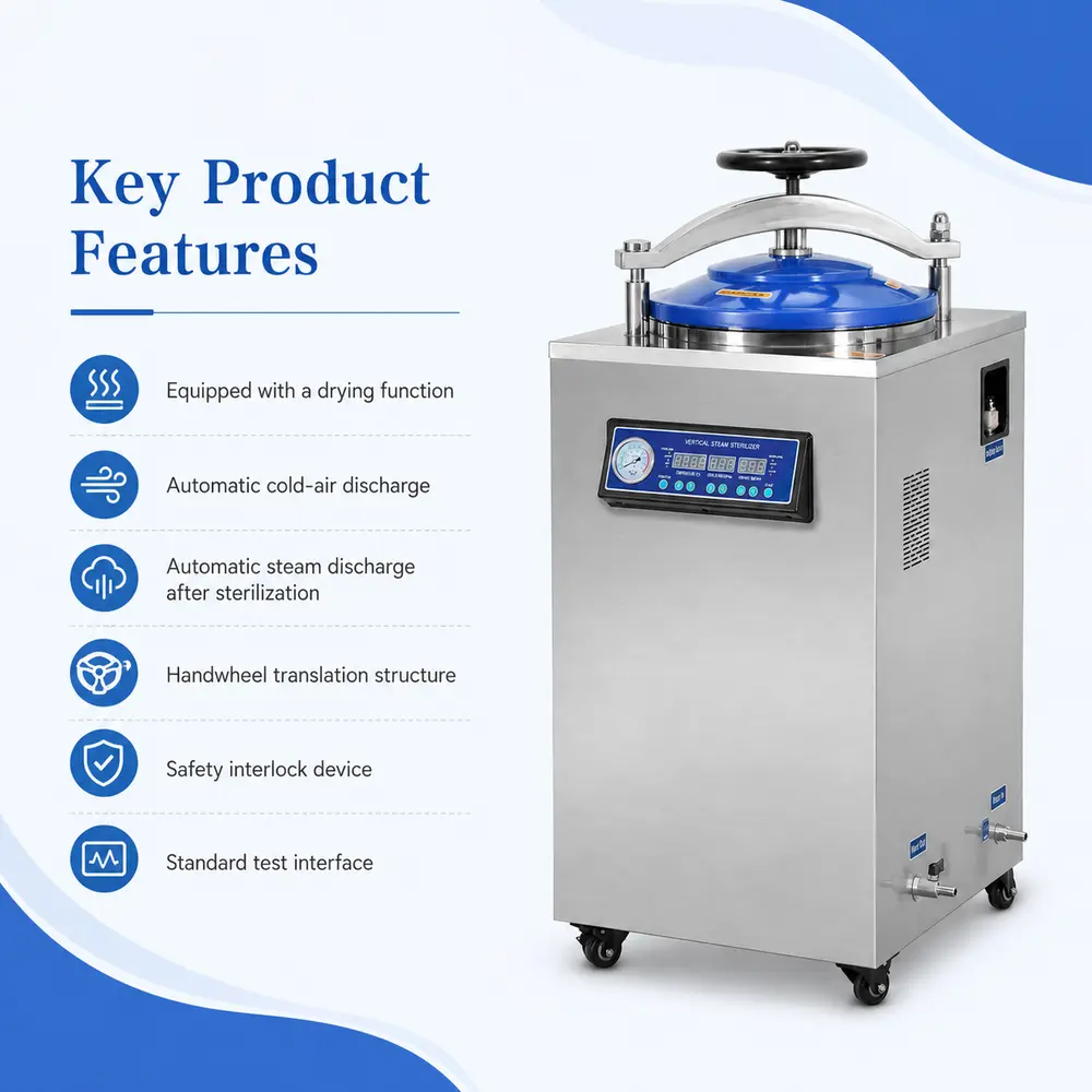 KLL-G Series Vertical Autoclave (Automatic with Drying) — construction and feature detail 1
