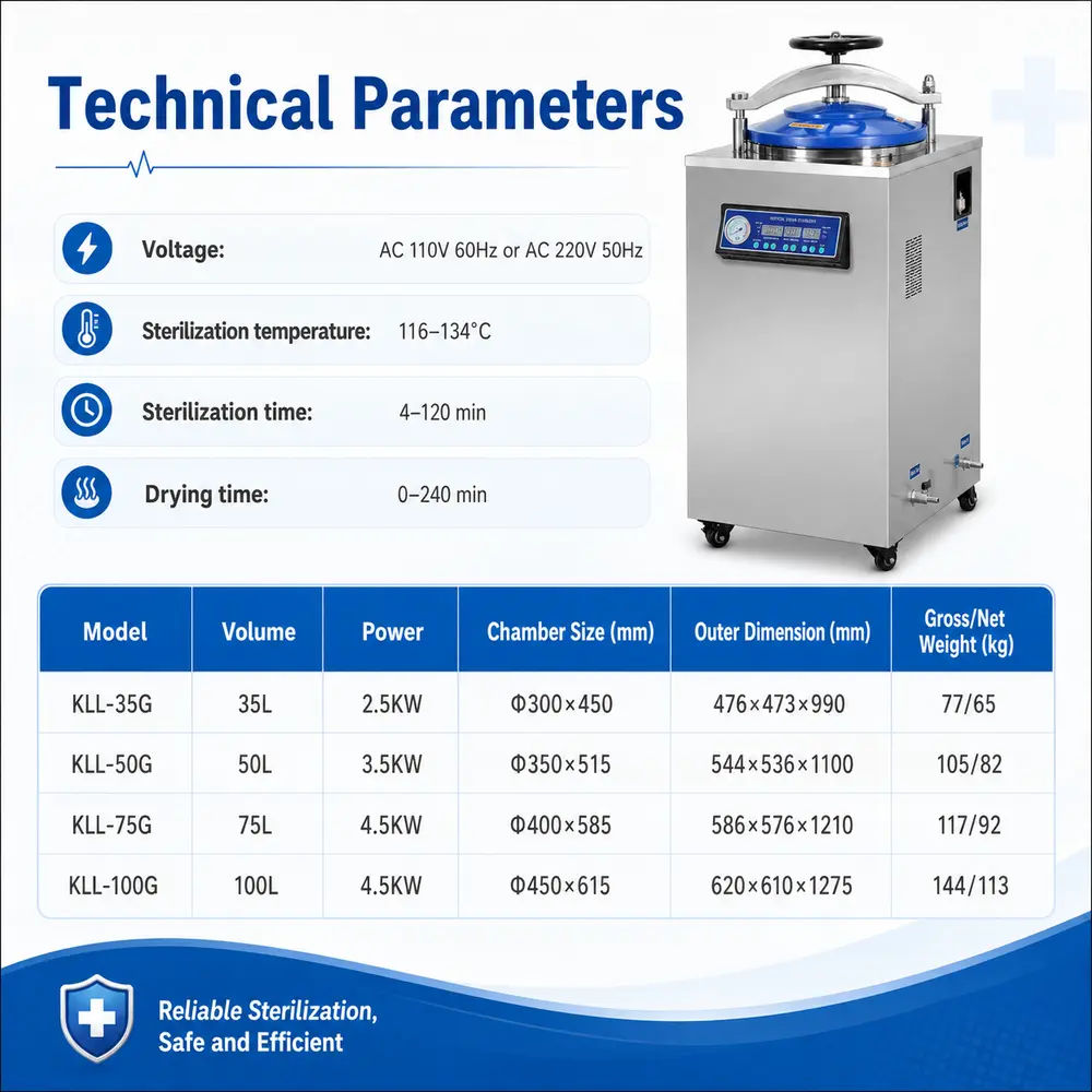 KLL-G Series Vertical Autoclave (Automatic with Drying) — construction and feature detail 4