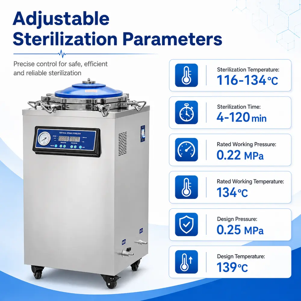 KLLS-B Series Vertical Autoclave (Bolt-Type, Digital Display) — construction and feature detail 2