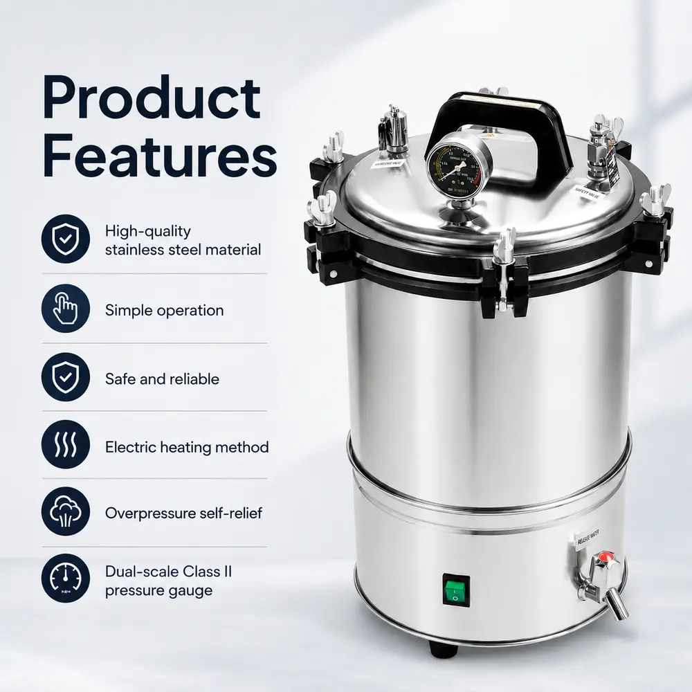 KLS-280A/A+ Portable Autoclave (Electric Heating) — construction and feature detail 4