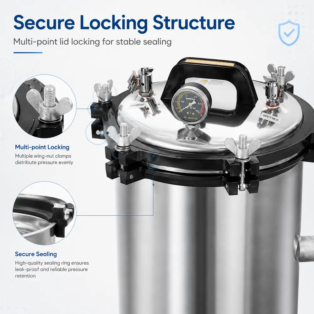 KLS-280C/C+ Portable Autoclave (Coal & Electric Dual Heating) — construction and feature detail 1
