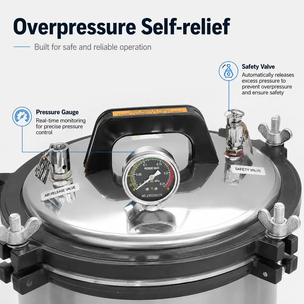 KLS-280C/C+ Portable Autoclave (Coal & Electric Dual Heating) — construction and feature detail 2