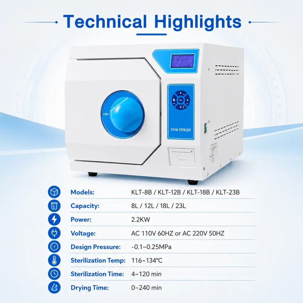 KLT-B Series Benchtop Autoclave (Class B) — construction and feature detail 4