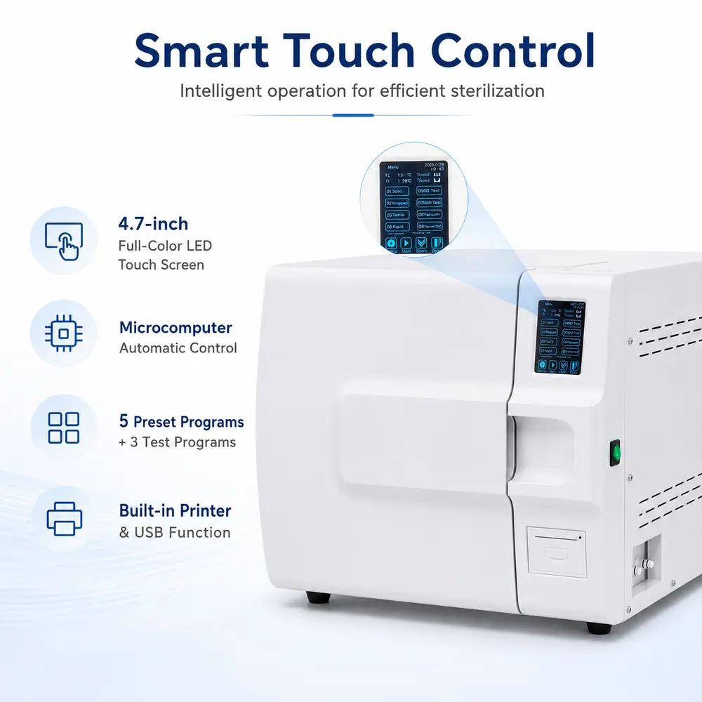 KLT-Z Series Benchtop Autoclave (Class B, Touch Screen) — construction and feature detail 1